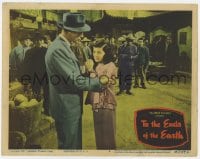 7c946 TO THE ENDS OF THE EARTH LC #8 1947 close up of tough Dick Powell holding Chinese Maylia!