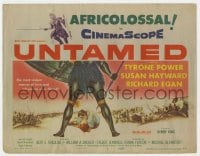 7c248 UNTAMED TC 1955 Tyrone Power & sexy Susan Hayward in Africa with native tribe!