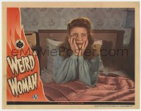 7c978 WEIRD WOMAN LC 1944 great close up of scared Evelyn Ankers sitting up in bed, Inner Sanctum!
