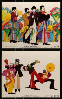 7d269 YELLOW SUBMARINE 3 color 8x10 stills 1968 The Beatles, psychedelic cartoon images!