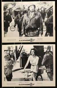 7d529 LONGEST DAY 8 English FOH LCs 1962 Zanuck's World War II D-Day movie, cigar-chomping Mitchum!