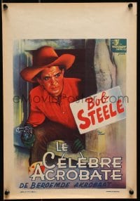 7f194 GALLANT FOOL Belgian 1940s different art of cowboy Bob Steele with gun climbing out window!