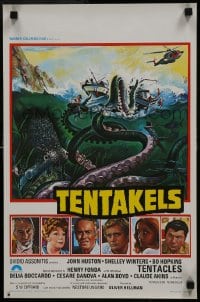 7f226 TENTACLES Belgian 1977 completely different art of monster attacking ship by Jean Mascii!