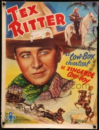 7f227 TEX RITTER Belgian 1940s different art of the screen's greatest singing cowboy!