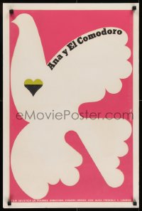 7f052 ANNA I KOMANDOR stage play silkscreen Cuban R1990s peace dove over pink background by Niko!