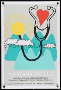 7f058 MONTANA DE LUZ stage play silkscreen Cuban 2005 cool art of stethscope over mountains by Villaverde!