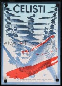 7f267 JAWS Czech 12x17 R1987 Steven Spielberg classic, bizarre totally different art by Ziegler!
