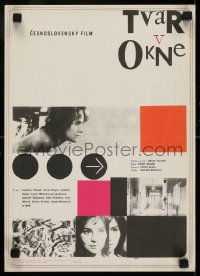 7f295 TVAR V OKNE Czech 12x16 1963 Peter Solan directed, different montage, face in the window!