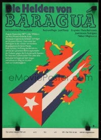 7f595 BARAGUA East German 12x16 1987 cool art of the Cuban flag w/ Spanish lion from Coat of Arms!
