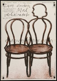 7f565 VPERVYE ZAMUZHEM East German 23x32 1981 Iosif Kheifits, great Ernst art of two chairs!