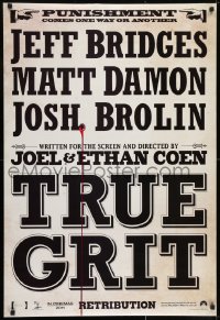 7f144 TRUE GRIT teaser DS English 1sh 2011 Jeff Bridges, Matt Damon, cool wanted poster design!