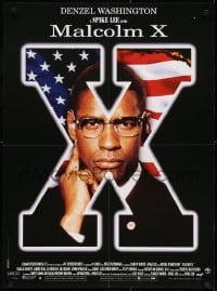 7f082 MALCOLM X French 23x31 1992 directed by Spike Lee, different c/u of Denzel Washington!