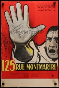 7f091 125 RUE MONTMARTRE French 16x24 1959 cool close up art of detective Lino Ventura by Yves Thos!