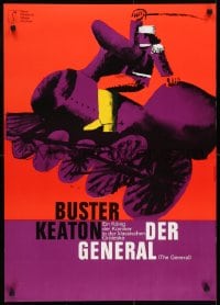 7f110 GENERAL German R1961 cool Hans Hillmann art of Buster Keaton riding train!