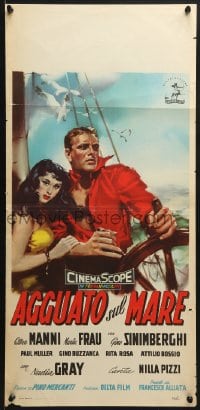 7f760 AGGUATO SUL MARE Italian locandina 1960 Ettore Manni & Maria Feau on ship by Enrico De Seta!