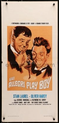 7f818 GLI ALLEGRI PLAY BOY Italian locandina 1972 Piovano art of Laurel & Hardy & sexy dancer!