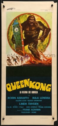 7f890 QUEEN KONG Italian locandina 1977 fantastic art of giant ape terrorizing Big Ben in London!