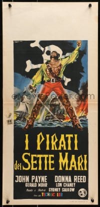 7f891 RAIDERS OF THE SEVEN SEAS Italian locandina R1959 pirate John Payne & Donna Reed by Casaro!