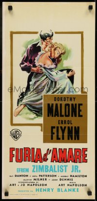 7f931 TOO MUCH, TOO SOON Italian locandina 1958 Errol Flynn, Malone as Barrymore, Symeoni art!