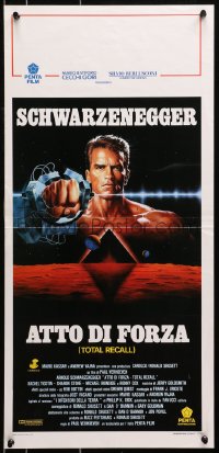 7f932 TOTAL RECALL Italian locandina 1990 Paul Verhoeven, Casaro art of Arnold Schwarzenegger!