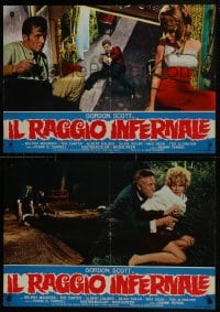 7f969 DANGER DEATH RAY group of 5 Italian 19x27 pbustas 1967 Il raggio infernale, sexy woman & Gordon Scott!