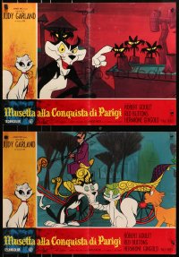 7f991 GAY PURR-EE group of 9 Italian 19x27 pbustas 1963 Judy Garland, Robert Goulet, cartoon cats!