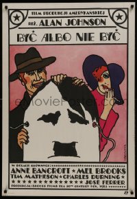 7f685 TO BE OR NOT TO BE Polish 26x39 1985 Terechowicz art of Mel Brooks & Anne Bancroft w/Hitler!