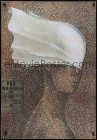 7f690 UNDER THE VOLCANO Polish 26x38 1985 bizarre art of woman w/towel by Lech Majewski!