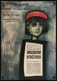 7f703 BIRTH CERTIFICATE Polish 23x33 1961 directed by Stanislaw Rozewicz, Mlodozeniec art!