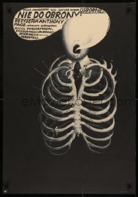 7f720 INADMISSIBLE EVIDENCE Polish 23x33 1970 completely different Starowieyski skeleton artwork!