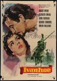 7f031 IVANHOE Spanish R1965 different art of pretty Elizabeth Taylor kissed by Robert Taylor!