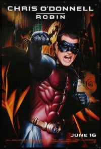 7g532 BATMAN FOREVER advance 1sh 1995 cool image of angry Chris O'Donnell as Robin!