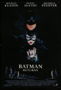 7g539 BATMAN RETURNS 1sh 1992 Michael Keaton, Danny DeVito, Michelle Pfeiffer, Tim Burton!