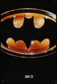 7g528 BATMAN teaser 1sh 1989 directed by Tim Burton, cool image of Bat logo, matte finish!