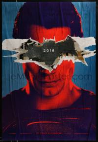7g542 BATMAN V SUPERMAN teaser DS 1sh 2016 close up of Henry Cavill in title role under symbol, 3D