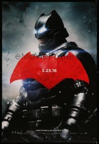 7g543 BATMAN V SUPERMAN teaser DS 1sh 2016 cool image of armored Ben Affleck in title role!