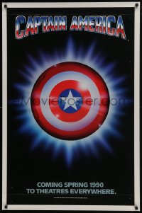 7g587 CAPTAIN AMERICA teaser 1sh 1990 Marvel Comics superhero, cool image of shield!