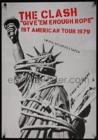 7g138 CLASH 25x36 commercial poster 1990s Give 'Em Enough Rope, Statue of Liberty tied up!