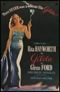 7g284 GILDA 26x39 Italian commercial poster 1980s classic sexy Rita Hayworth in sheath dress!
