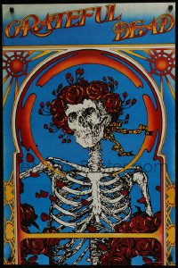 7g143 GRATEFUL DEAD 23x35 commercial poster 1985 classic art of Bertha - skull and roses!
