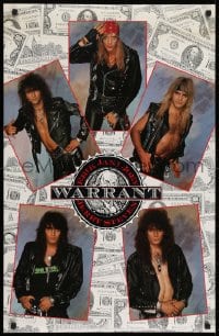 7g163 WARRANT 22x35 commercial poster 1989 cool images of the band over one hundred dollar bills!