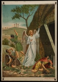 7g260 UNKNOWN CZECH POSTER Czech 29x42 1910s-1930s Resurrection of Christ, angel at the tomb!