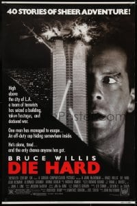 7g617 DIE HARD 1sh 1988 Bruce Willis vs twelve terrorists, action classic, with borders!