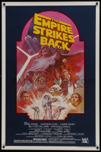 7g629 EMPIRE STRIKES BACK studio style 1sh R1982 George Lucas sci-fi classic, cool artwork by Tom Jung!