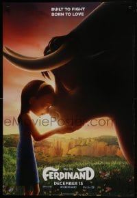 7g638 FERDINAND style A teaser DS 1sh 2017 John Cena voices title role, great image of bull & Nina!