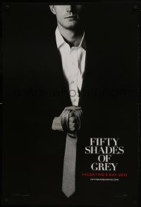 7g644 FIFTY SHADES OF GREY teaser DS 1sh 2015 Jamie Dornan in the title role holding tie!