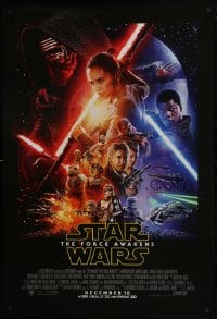 7g647 FORCE AWAKENS int'l advance DS 1sh 2015 Star Wars: Episode VII, Ford, Fisher, cool montage!