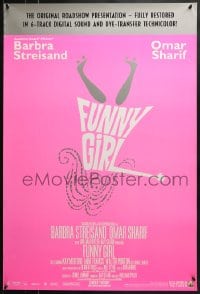 7g655 FUNNY GIRL 1sh R1996 Barbra Streisand, Omar Sharif, Wyler, bright pink, Tal Stubis art!