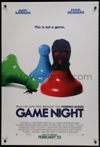 7g656 GAME NIGHT advance DS 1sh 2018 Jason Bateman, Rachel McAdams, pawn chess piece with mask!