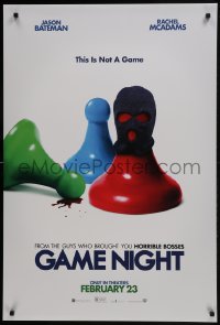 7g657 GAME NIGHT teaser DS 1sh 2018 Jason Bateman, Rachel McAdams, pawn chess piece with mask!
